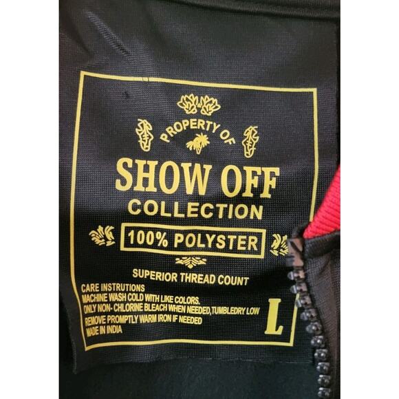 Show Off Collection Mens Sz. L Jamaica Jogger Track Jacket Black Zip Up - Picture 3 of 8